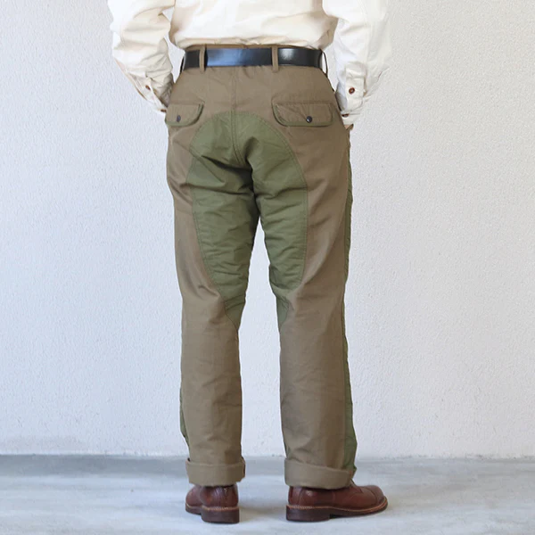 FIELD CRUISER TROUSERS / VINTAGE STYLE 10oz DUCK PARAFFIN COATING × VINTAGE STYLE HIGH DENSITY WEATHER / KHAKI BEIGE × OLIVE GREEN - Image 3