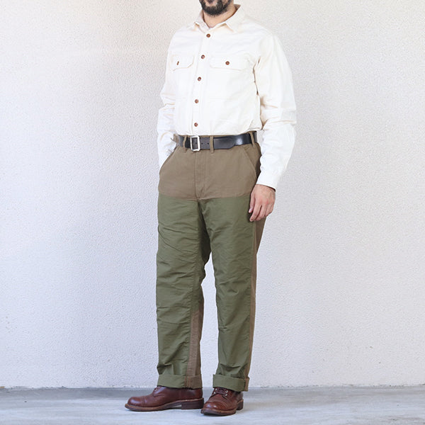 FIELD CRUISER TROUSERS / VINTAGE STYLE 10oz DUCK PARAFFIN COATING × VINTAGE STYLE HIGH DENSITY WEATHER / KHAKI BEIGE × OLIVE GREEN - Image 4
