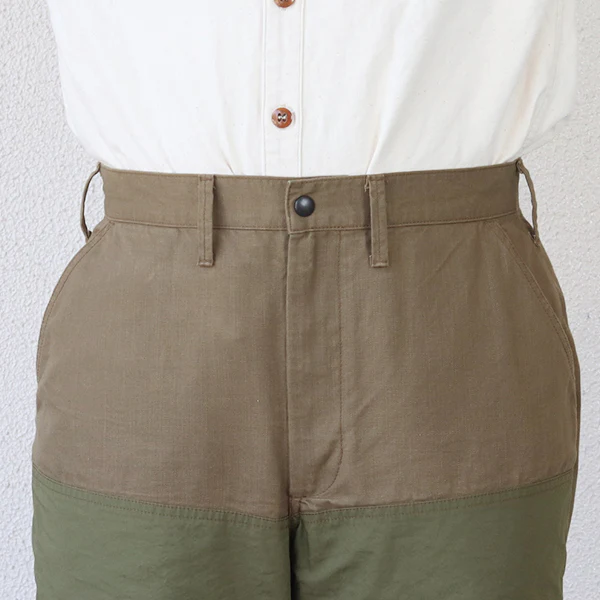 FIELD CRUISER TROUSERS / VINTAGE STYLE 10oz DUCK PARAFFIN COATING × VINTAGE STYLE HIGH DENSITY WEATHER / KHAKI BEIGE × OLIVE GREEN - Image 8