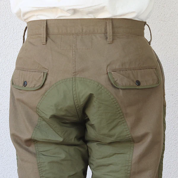 FIELD CRUISER TROUSERS / VINTAGE STYLE 10oz DUCK PARAFFIN COATING × VINTAGE STYLE HIGH DENSITY WEATHER / KHAKI BEIGE × OLIVE GREEN - Image 9