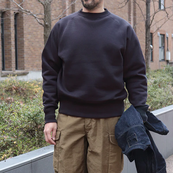 FREEDOM SLEEVE DOUBLE V SWEAT SHIRT / SPECIAL HEAVY WEIGHT FLEECE / JET NAVY