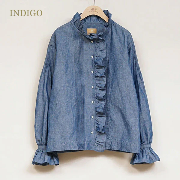 GATHER COLLAR BLOUSE / COTTON LINEN - Image 3