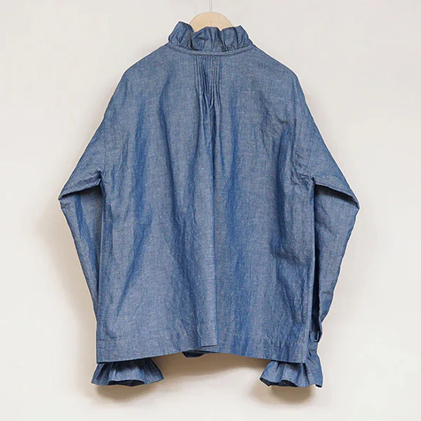 GATHER COLLAR BLOUSE / COTTON LINEN - Image 4