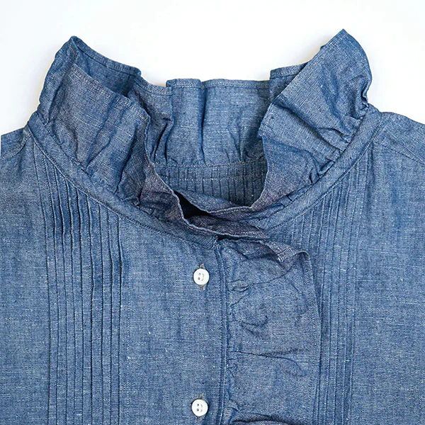 GATHER COLLAR BLOUSE / COTTON LINEN - Image 5