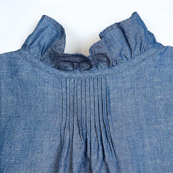 GATHER COLLAR BLOUSE / COTTON LINEN - Image 6