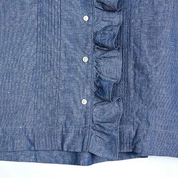 GATHER COLLAR BLOUSE / COTTON LINEN - Image 8