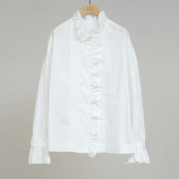 GATHER COLLAR BLOUSE / WHITE / 2026SS MODEL - Image 2