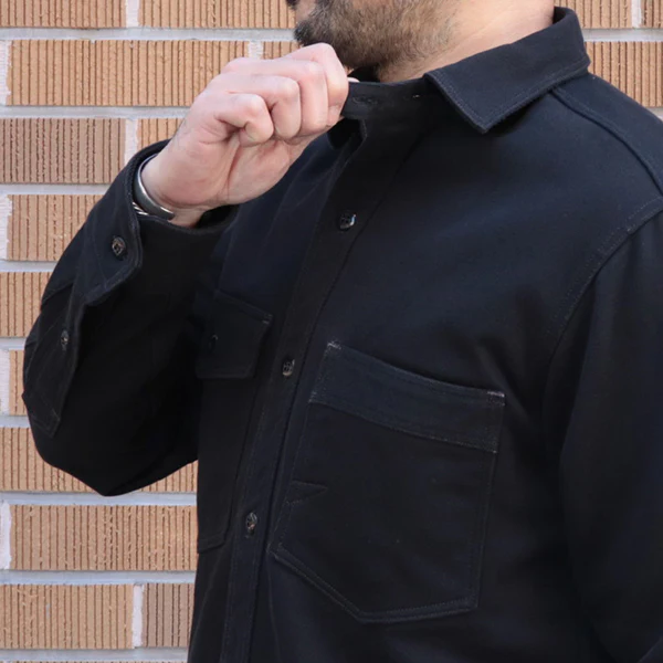 GEMSA WORK SHIRT / ORIGINAL COTTON HARD TWIST KERSEY / JET BLACK - Image 6