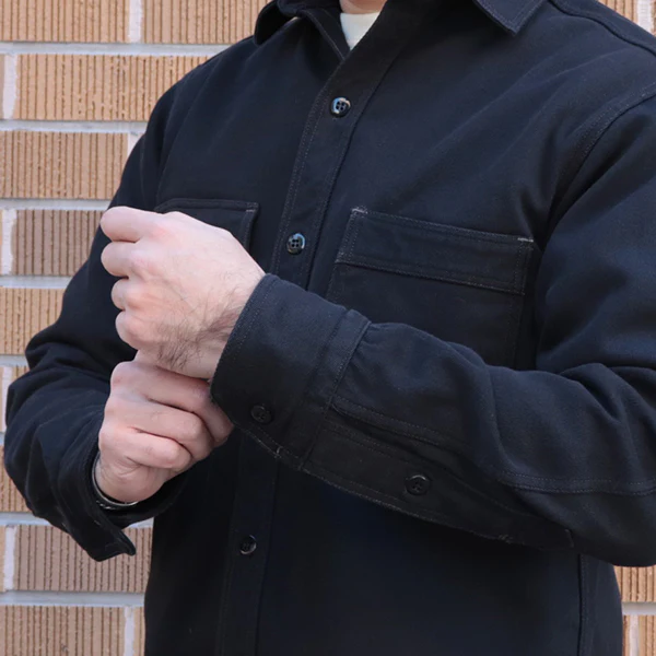 GEMSA WORK SHIRT / ORIGINAL COTTON HARD TWIST KERSEY / JET BLACK - Image 8