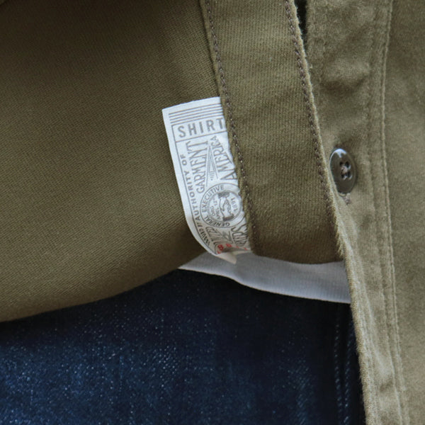 GEMSA WORK SHIRT / ORIGINAL COTTON HARD TWIST KERSEY / KHAKI OLIVE - Image 10