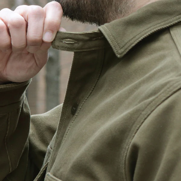 GEMSA WORK SHIRT / ORIGINAL COTTON HARD TWIST KERSEY / KHAKI OLIVE - Image 7