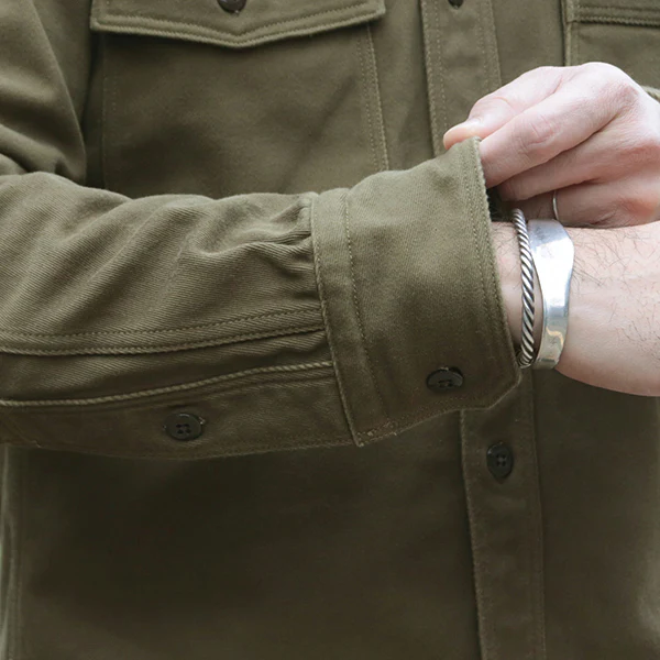 GEMSA WORK SHIRT / ORIGINAL COTTON HARD TWIST KERSEY / KHAKI OLIVE - Image 8
