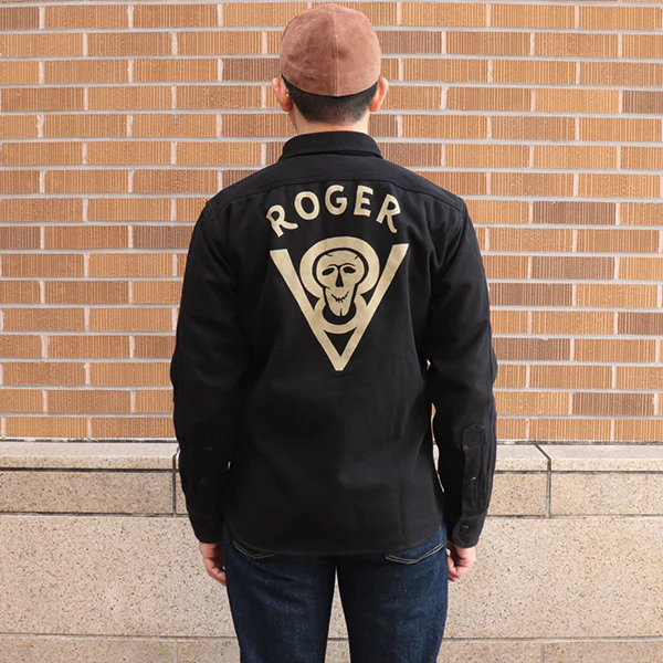 GEMSA WORK SHIRT / ROGER 8 / COTTON HARD TWIST KERSEY / JET BLACK