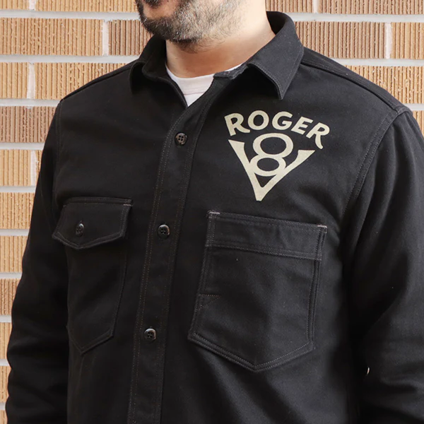 GEMSA WORK SHIRT / ROGER 8 / COTTON HARD TWIST KERSEY / JET BLACK - Image 7