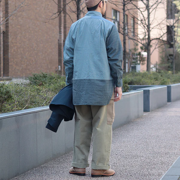 GRANDPA SHIRT CRAZY PATTERN DOBBY / BLUE - Image 5