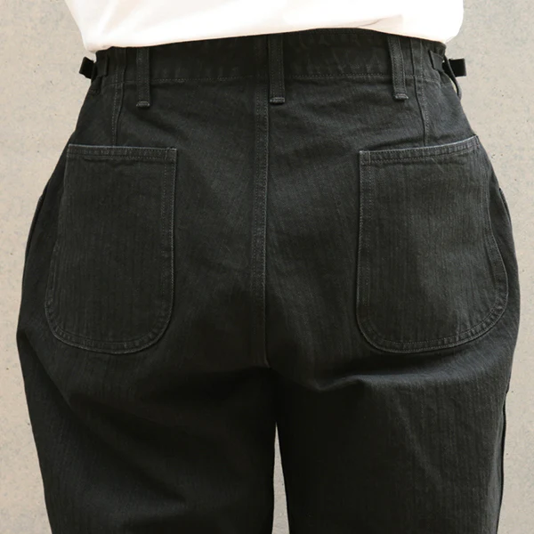 GRUNTS TROUSERS / YARN-DYED HERRINGBONE TWILL / YARN-DYED RUDE BLACK - Image 9