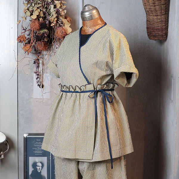 INDIAN CACHE COEUR BLOUSE CHECK / BLUE - Image 2