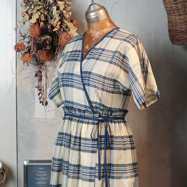 INDIAN CACHE COEUR DRESS CHECK / BLUE
