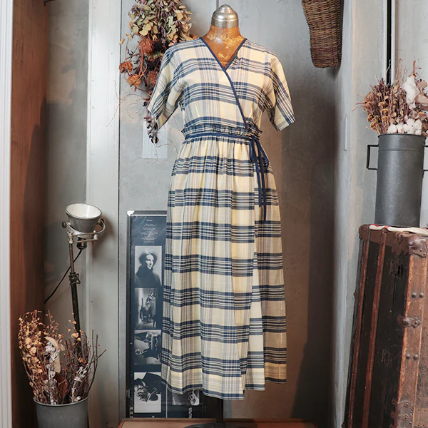 INDIAN CACHE COEUR DRESS CHECK / BLUE - Image 3