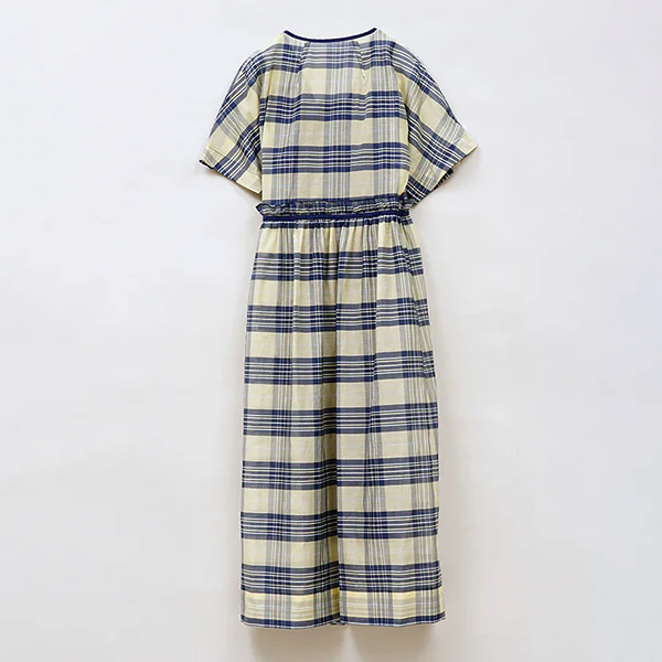 INDIAN CACHE COEUR DRESS CHECK / BLUE - Image 6