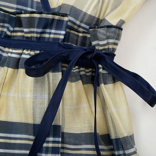 INDIAN CACHE COEUR DRESS CHECK / BLUE - Image 9