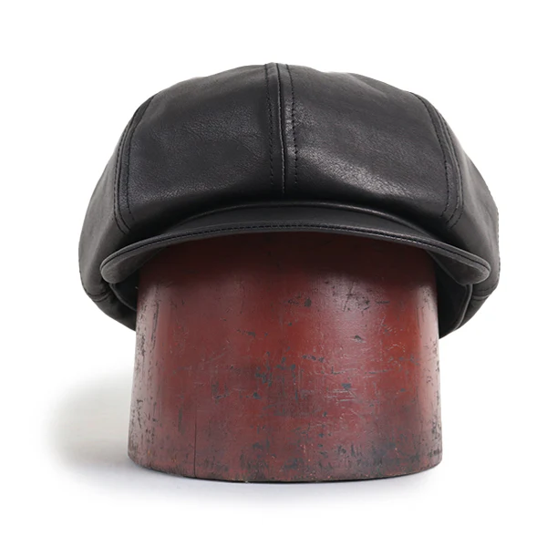 JAM BUSTER 8 PANELS CAP / VINTAGE STYLE LEATHER / BLACK - Image 2
