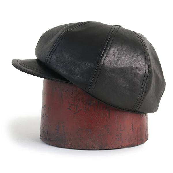 JAM BUSTER 8 PANELS CAP / VINTAGE STYLE LEATHER / BLACK - Image 3