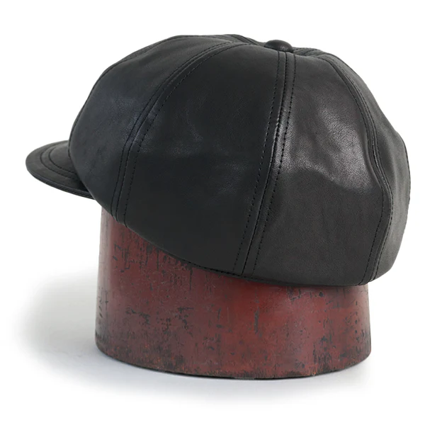JAM BUSTER 8 PANELS CAP / VINTAGE STYLE LEATHER / BLACK - Image 4