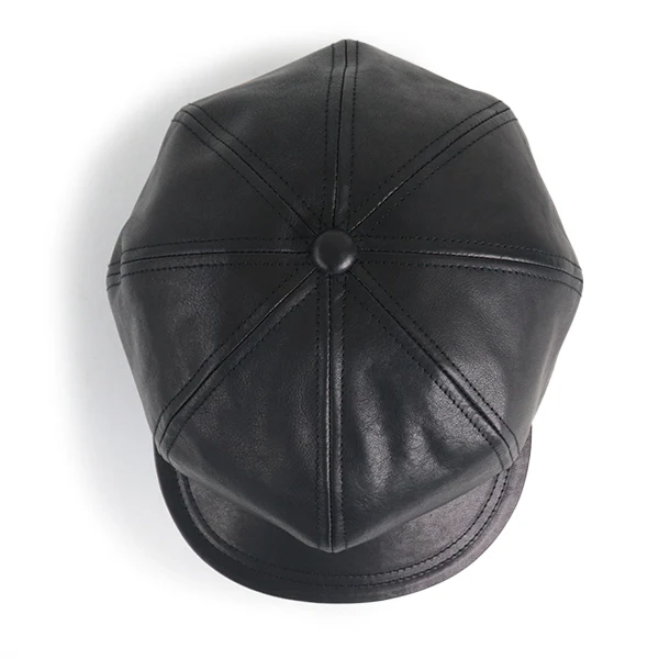 JAM BUSTER 8 PANELS CAP / VINTAGE STYLE LEATHER / BLACK - Image 5