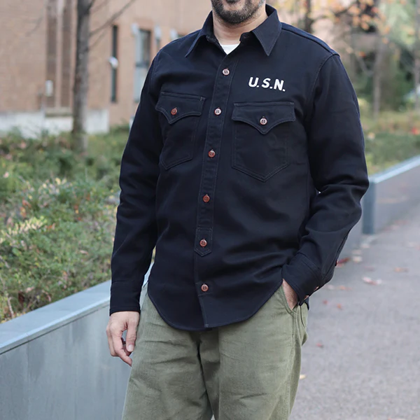 JOLLY ROGERS CV17 / U.S. NAVY UTILITY SHIRT CUSTOM MODEL / DARK NAVY - Image 2