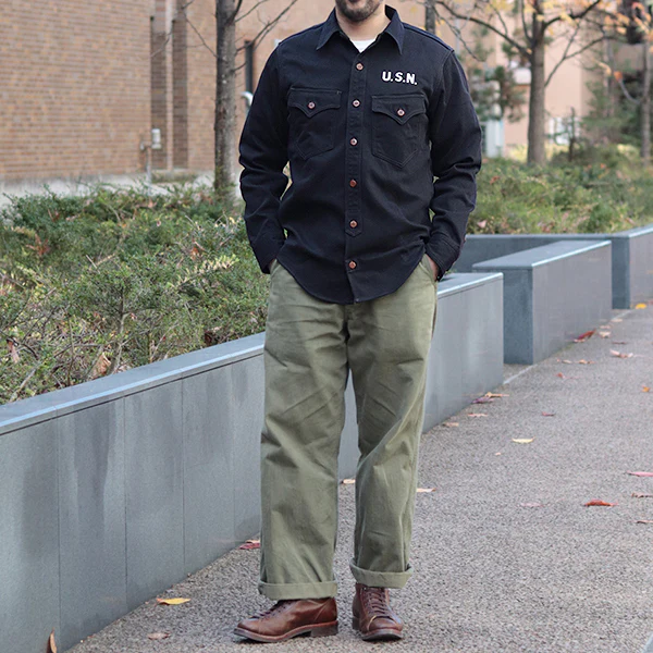JOLLY ROGERS CV17 / U.S. NAVY UTILITY SHIRT CUSTOM MODEL / DARK NAVY - Image 4