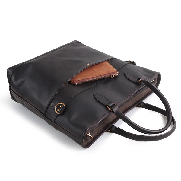LEATHER NELSON 2 WAY BAG / COW HIDE / BLACK - Image 5