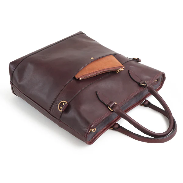 LEATHER NELSON 2 WAY BAG / COW HIDE / BROWN - Image 5