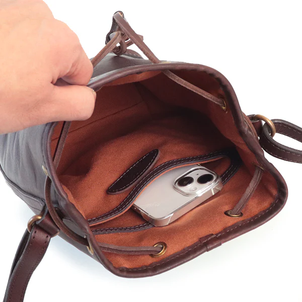 LEATHER WANDER PURSE BAG SMALL / BROWN - Image 7