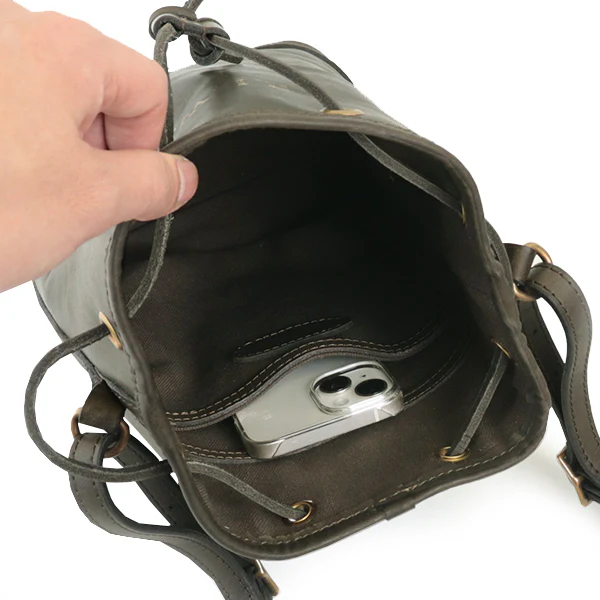 LEATHER WANDER PURSE BAG SMALL / OLIVE - Image 6