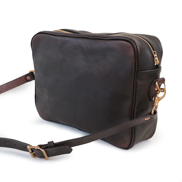 LEATHER WANDER SHOULDER BAG / BLACK VINTAGE FINISH - Image 2