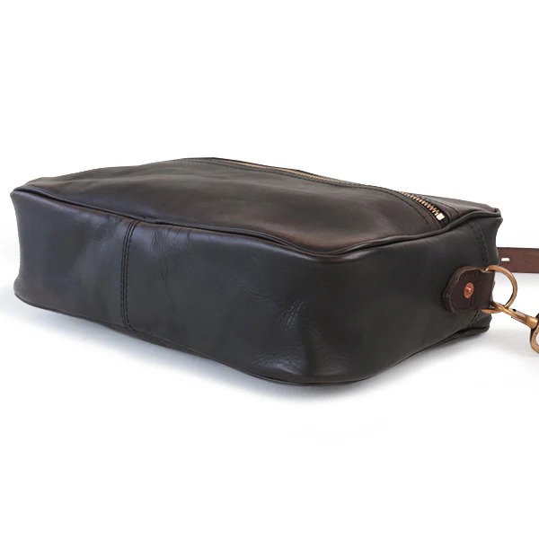 LEATHER WANDER SHOULDER BAG / BLACK VINTAGE FINISH - Image 3