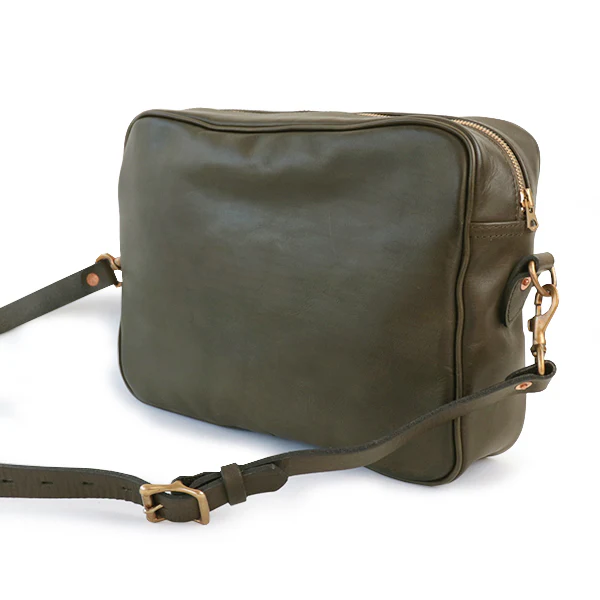 LEATHER WANDER SHOULDER BAG / OLIVE VINTAGE FINISH - Image 2