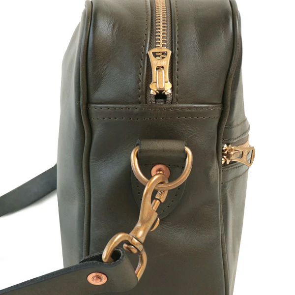 LEATHER WANDER SHOULDER BAG / OLIVE VINTAGE FINISH - Image 4