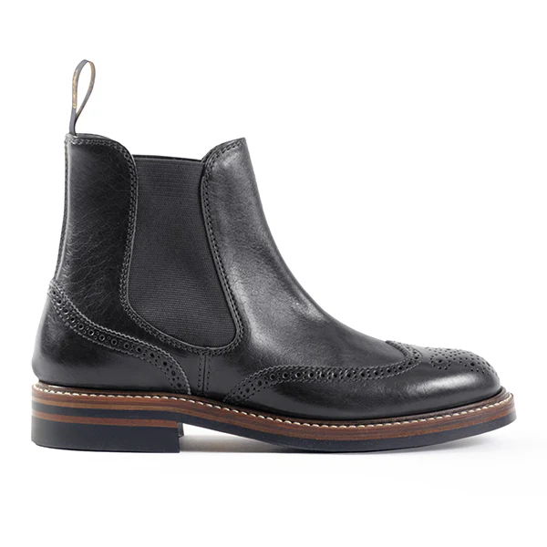 MEDALLION BROGUE CHELSEA BOOTS / SHINKI HIKAKU HORSEBUTT / BLACK - Image 3