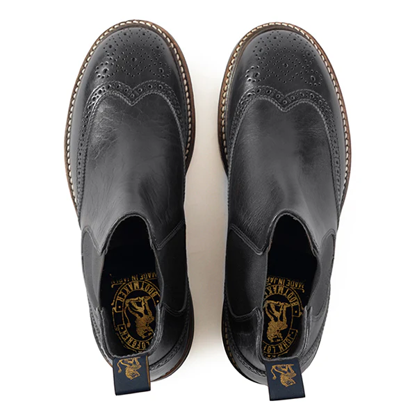 MEDALLION BROGUE CHELSEA BOOTS / SHINKI HIKAKU HORSEBUTT / BLACK - Image 5