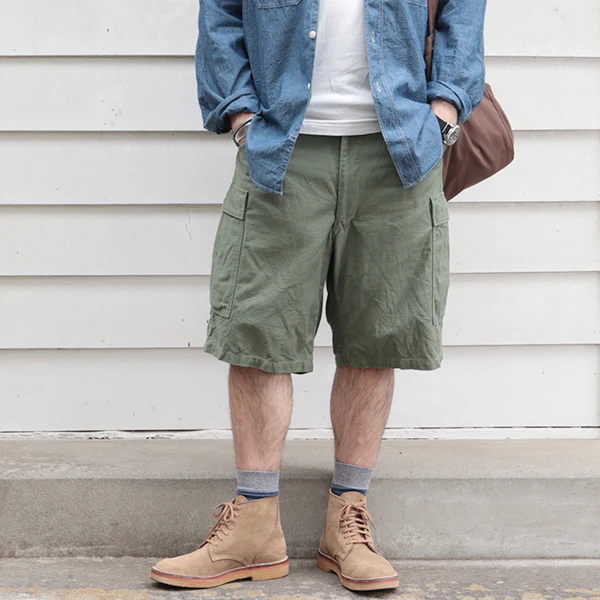 M-51 SHORT SLACKS / LIGHT OLIVE GREEN with BIO-WASH - Image 2