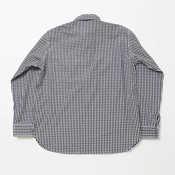 NAVY PULLOVER SHIRT / MONOTONE GINGHAM CHECK - Image 3