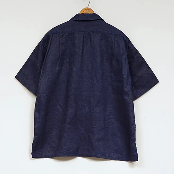 OPEN COLLAR SHIRT LINEN INDIGO / INDIGO - Image 3