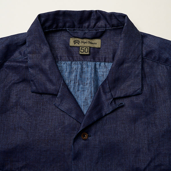 OPEN COLLAR SHIRT LINEN INDIGO / INDIGO - Image 4