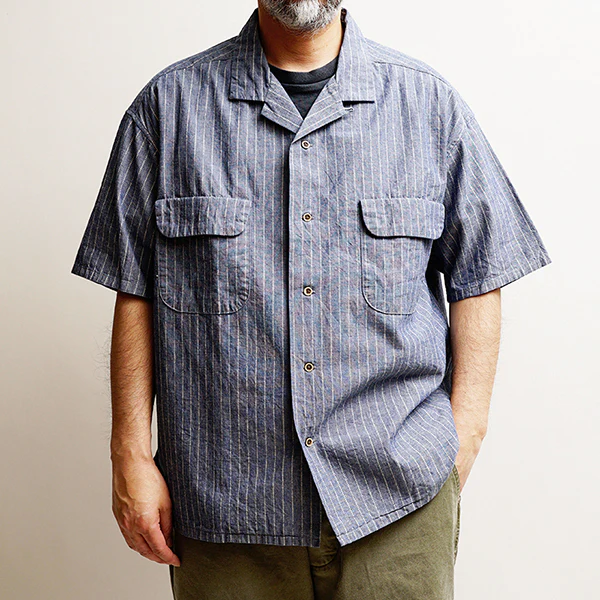 OPEN COLLAR SHIRT WABASH DUNGAREE / INDIGO