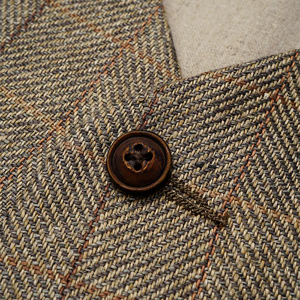 OX'ED SILVER / ENGINEER VEST HEMP LINEN CHECK / GREEN - Image 5
