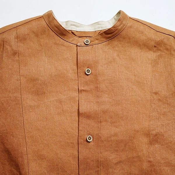 OX'ED SILVER / FISHERMAN SHIRT KAKISHIBU LINEN / BROWN - Image 4