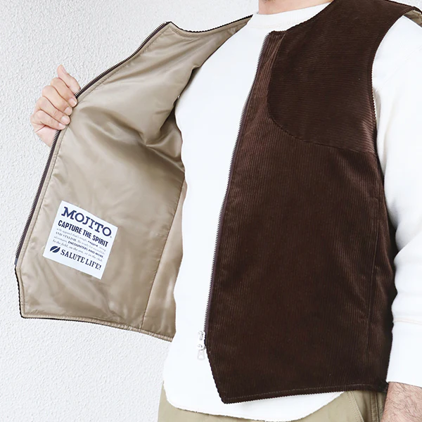 ROOM No.206 VEST/ BRISBANE MOSS CORDUROY / BROWN - Image 8