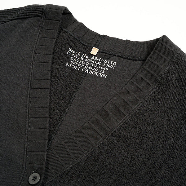 SALE / ARMY JERSEY MIX CARDIGAN / BLACK - Image 4